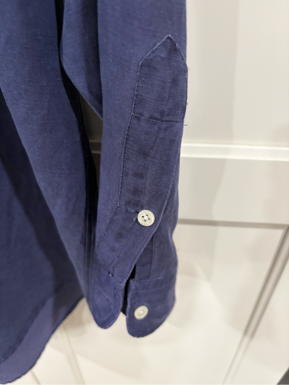 Ralph Lauren Button-Down Long Sleeve Shirt in Navy with Teal Pony - Picture 4 of 5